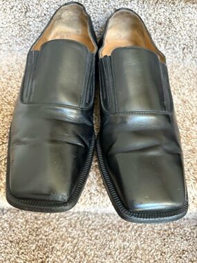 Louis Vuitton Men's Black Leather Slip-On Dress Shoes